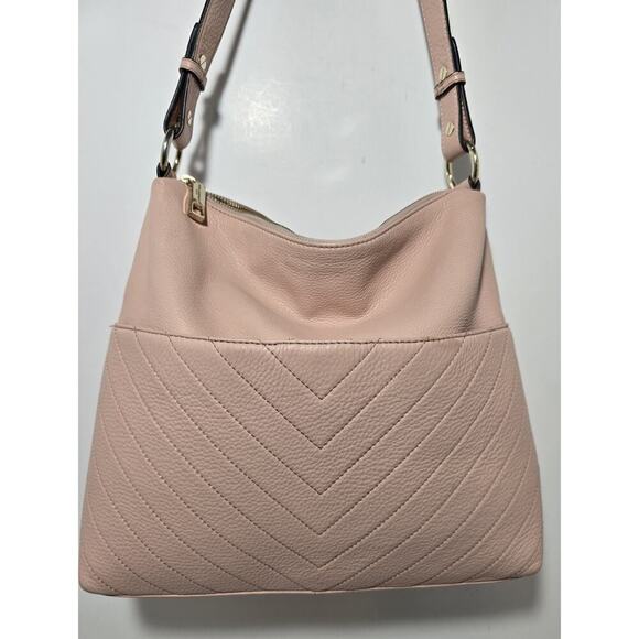 Karl Lagerfeld Paris Leather Hobo Shoulder Bag GiGi Soft Quilted Blush Pink - Picture 2 of 16